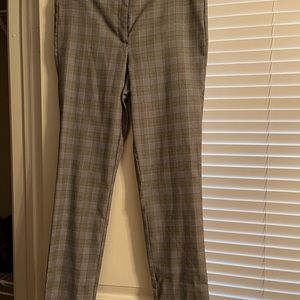 Violets and Roses Straight Leg Plaid Trousers.